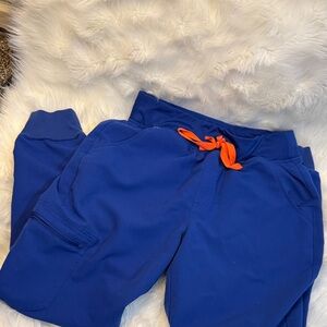 Figs Kids Joggers in Blue with Orange Drawstring